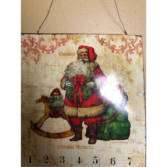 Retro Christmas Advent Calendar – Santa Claus Wall Décor, Countdown to Dec 25 - Picture 3 of 8